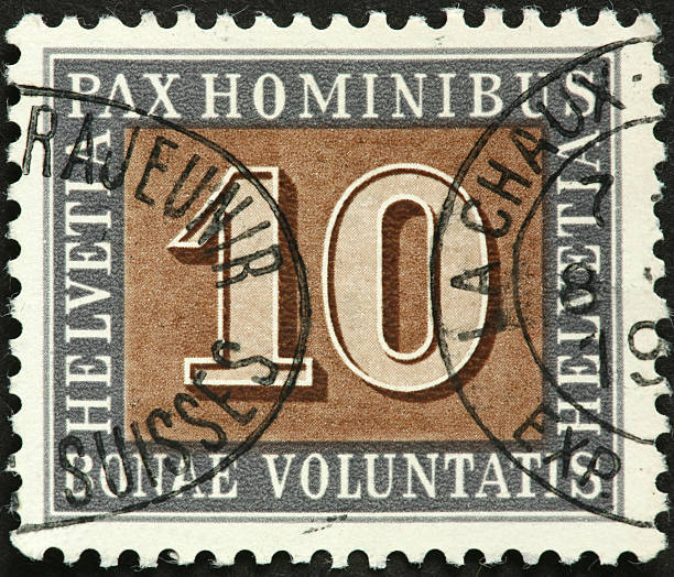 istock old Swiss postage stamp, number 10 184950859