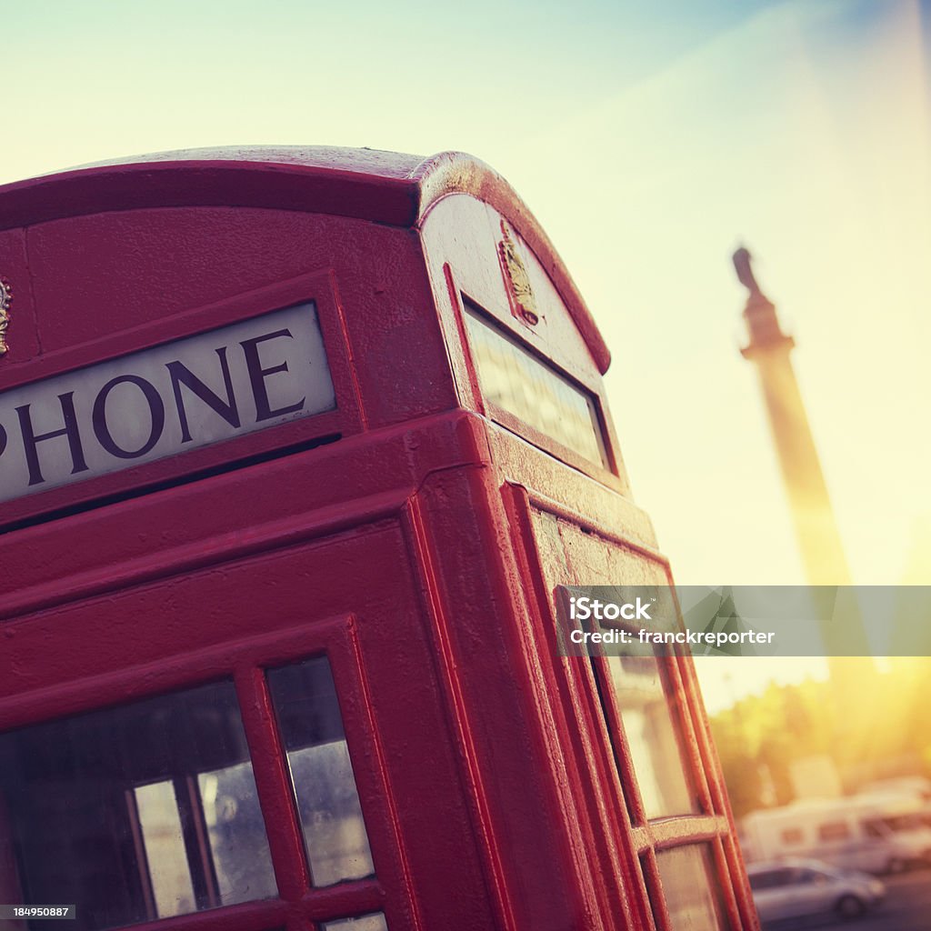 Telefonzelle London Street bei Sonnenuntergang - Lizenzfrei London - England Stock-Foto
