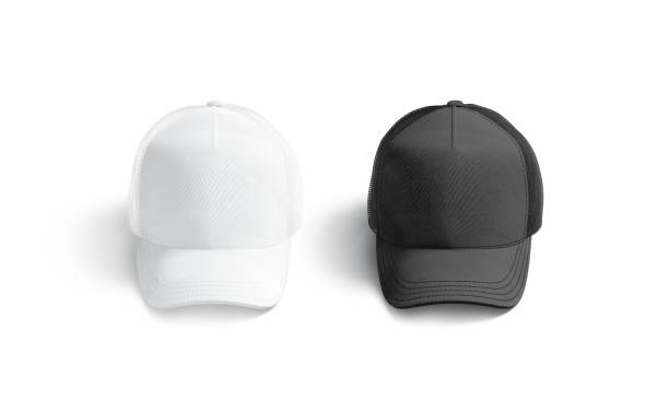 istock Blank black and white trucker hat mockup, front view 1849509911