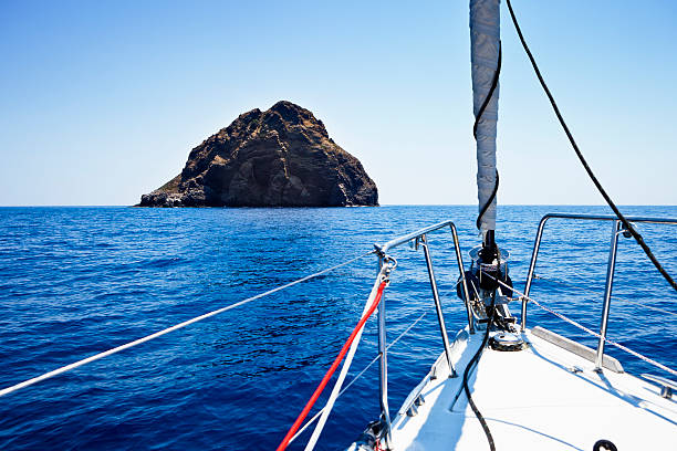 istock Sailing with sailboat towards island Jabuka 184951196