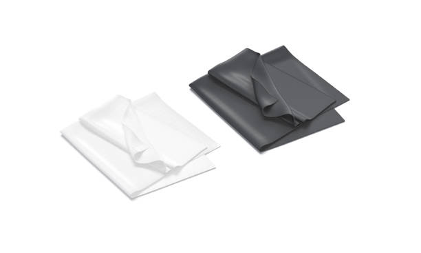istock Blank black and white folded twill silk scarf mockup, isolated 1849513031