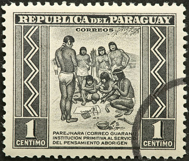 istock indigenous people on an old Paraguay stamp 184951373