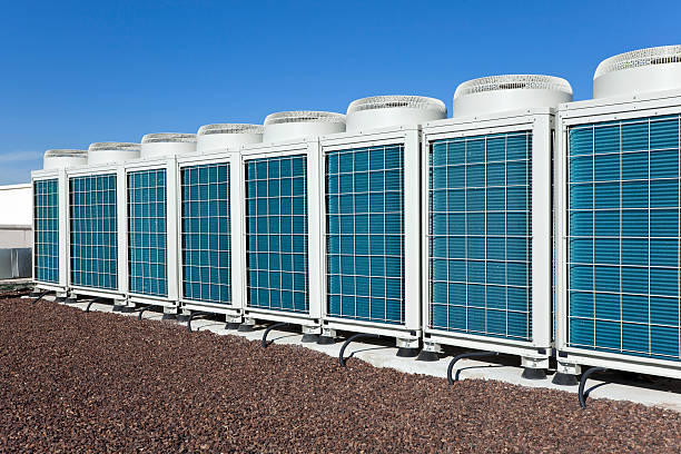 HVAC Air Condioners Sets of units HVAC air condioners on an apartment building. See some images like this below: compressor photos stock pictures, royalty-free photos & images