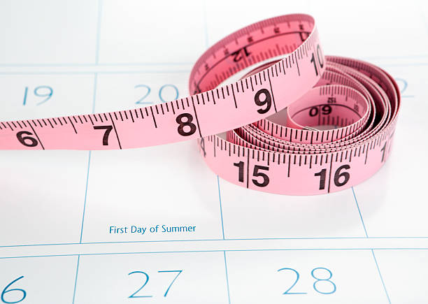 istock Dieting for Summer:  Calendar with Measuring Tape 184951883