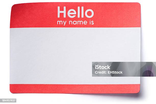 Hello Name Tag Sticker Isolated On White Background Stock Photo - Download Image Now