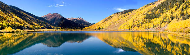 7100 pixel wide panorama of Crystal Lake and Red Mountain above Ouray, Colorado.