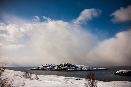 Winter in Lofoten Islands, Northern, Norway.