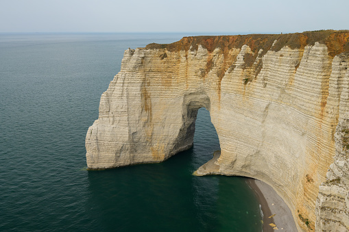 Chalk cliffs of Etretat (Normandy France) on a sunny day in summer