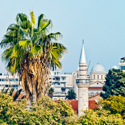 Mosque and churches in Limassol skyline.