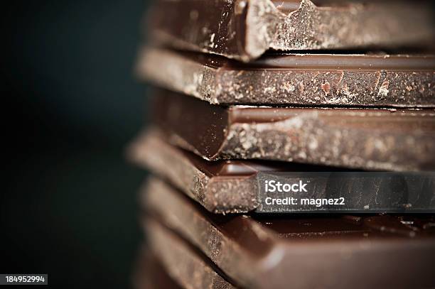 Chocolate Stock Photo - Download Image Now - Black Background, Broken, Brown