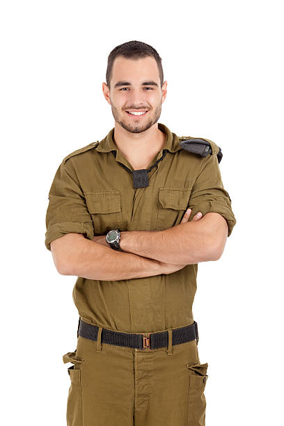 Happy proud soldier. Portrait of happy proud Israeli soldier on white background. israeli ethnicity stock pictures, royalty-free photos & images