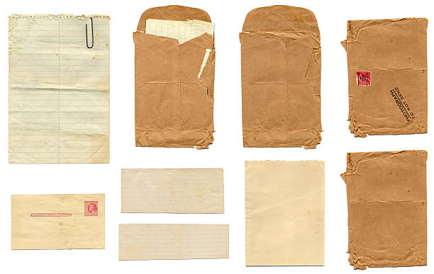 istock Blank, old and aged papers and envelopes and stamped postcard 184953483