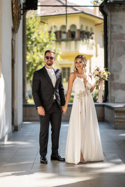 Free Stock Photo of Bride and Groom Standing in Front of Building ...