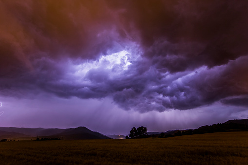 Dramatic clouds and lightning in Manresa, Barcelona, Catalonia, northern Spain