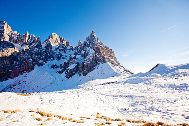 The dolomites in winter. The dolomites are protected by the UNESCO