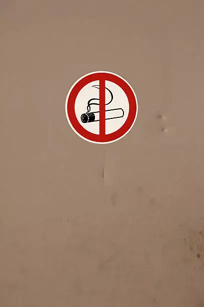 Non-Smoking Sign on Steel Door.