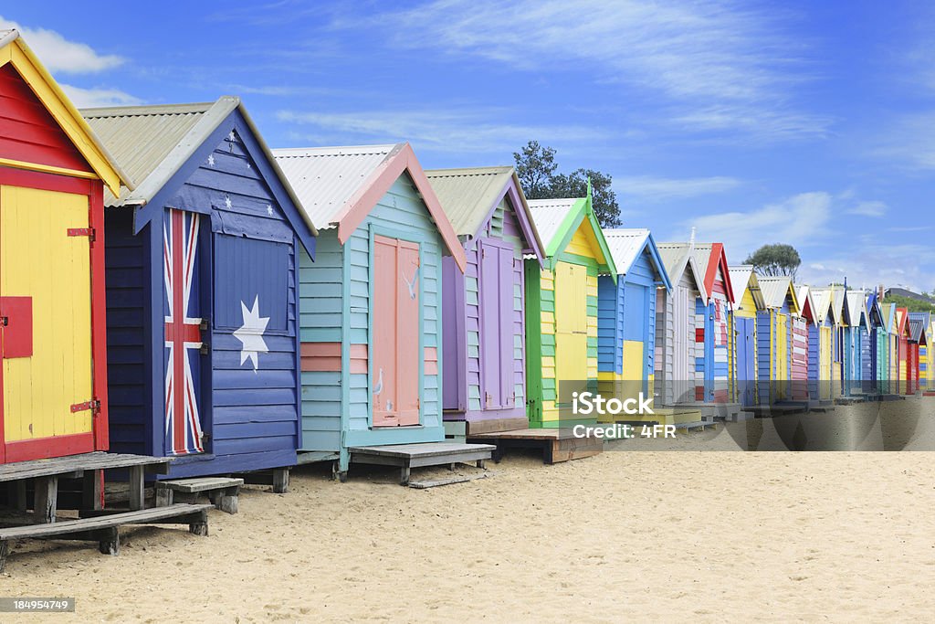 Cabanas na Praia de Brighton, Austrália (XXXL - Foto de stock de Melbourne - Austrália royalty-free