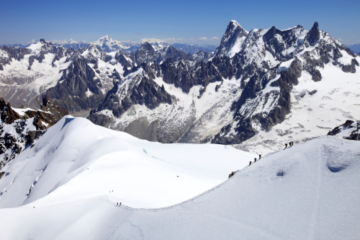 Team of mountaineers. Mont Blanc, Valle d'Aosta, Italy.\u2028http://www.massimomerlini.it/is/nature.jpg