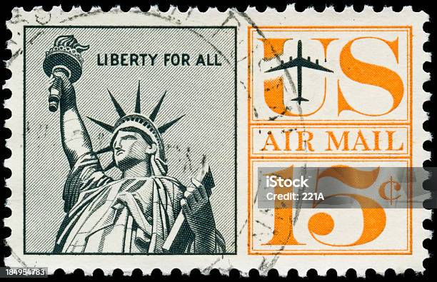 Aria Vintage Con Timbro Postale Statua Della Libertà 1961 - Fotografie stock e altre immagini di 1960-1969