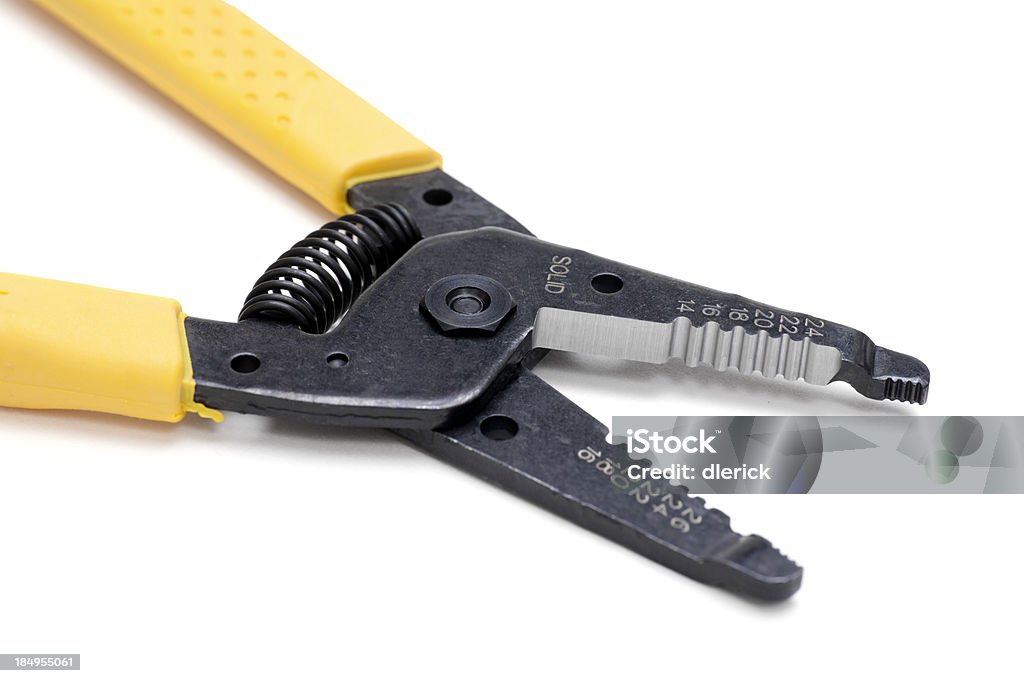 Electrical Wire Stripping Cutting Pliers "Electrical wire stripping and cutting pliers, isolated on white" Wire Cutter Stock Photo