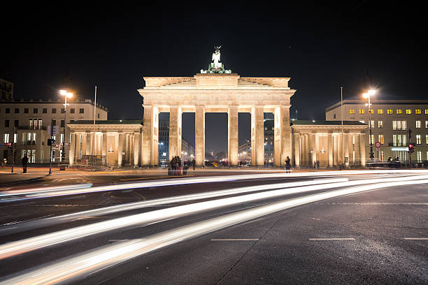 istock Brandenburg Gate at Night and Traffic, Berlin Landmark 184955163