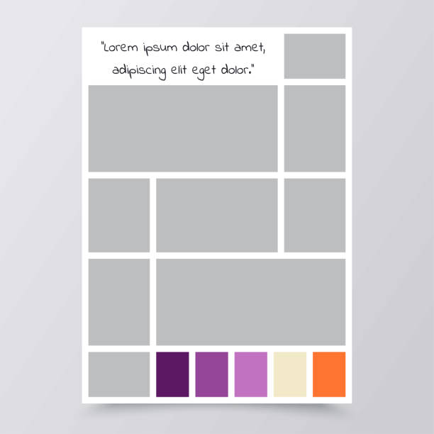 istock Photo collage. Mood board template. Vertical with mosaic pictures. Vector illustration. 1849556415