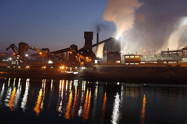Coking plant at night stock photo