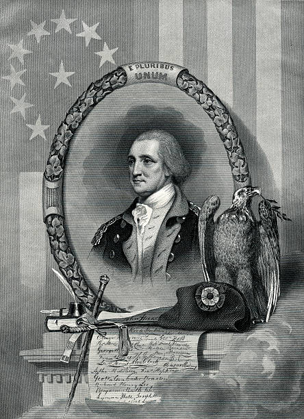 illustrazioni stock, clip art, cartoni animati e icone di tendenza di george washington - north america bald eagle portrait vertical