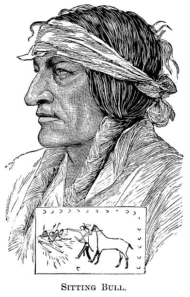 шеф сидящий бык - chief sitting bull stock illustrations