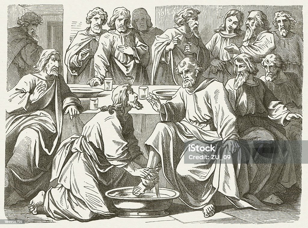 Apostel Jesus Waschen der Füße (John, 13 - Lizenzfrei Waschen Stock-Illustration