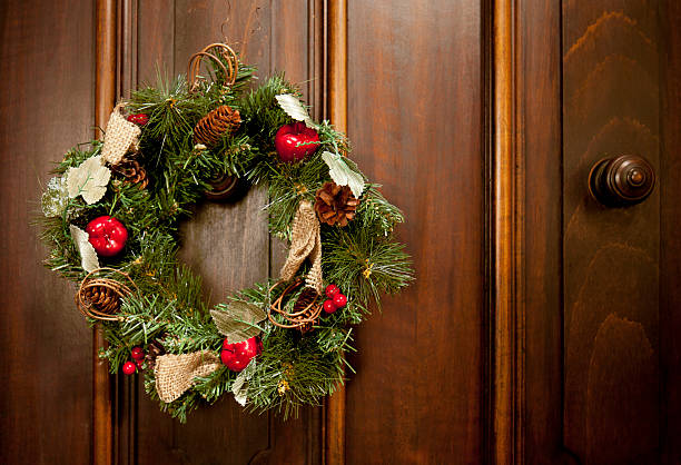 istock Christmas wreath on Door 184957126