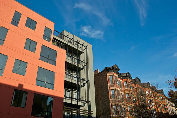 Architectural eras in contrast, Park Slope,Brooklyn NYC