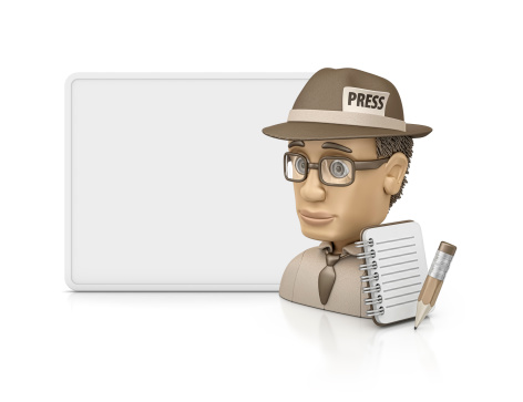 isolated journalist profile and whiteboard.3d render.