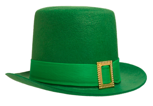 This is a photo of a green Leprechaun's hat taken in the studio on a white background. Click on the links below to view lightboxes.