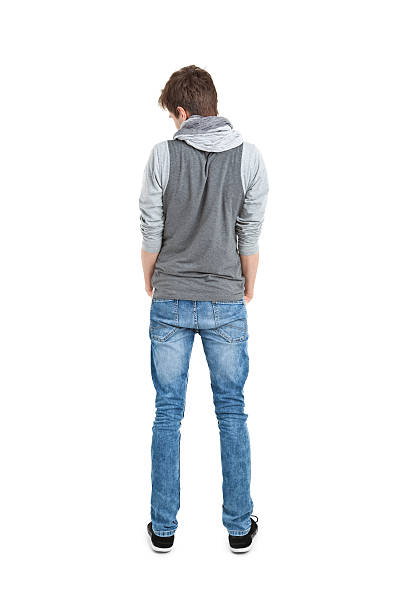 istock back of young handsome man in grey scarf 184957988