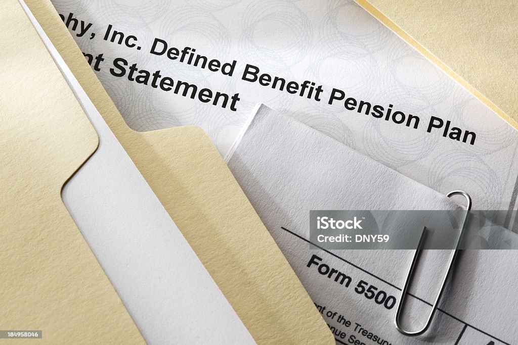 Define beneficio de los documentos del Plan de - Foto de stock de Pensión - Documento bancario libre de derechos