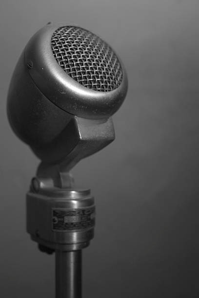 vintage microphone stock photo