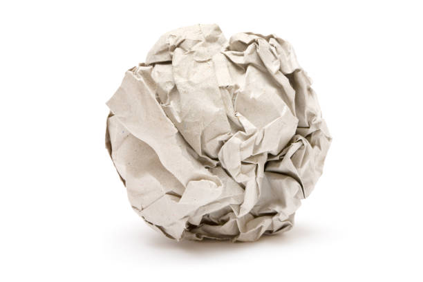 grigio carta palla - paper crumpled white crushed foto e immagini stock