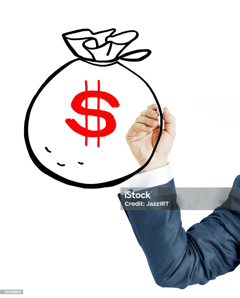 Бизнесмен Рука рисунок Символ доллара изолированные фон (Фломастер - Стоковые фото Белый роялти-фри
