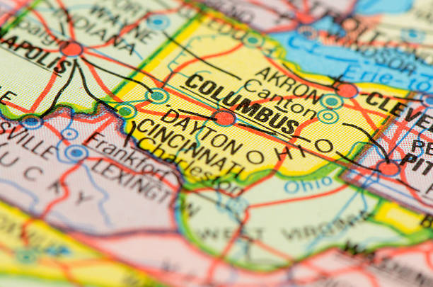mapa de ohio - map ohio cartography usa fotografías e imágenes de stock