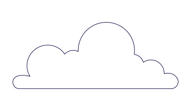 очерченное облако черно-белая 2d линия мультяшный объект - cloud cloudscape symbol ink stock illustrations