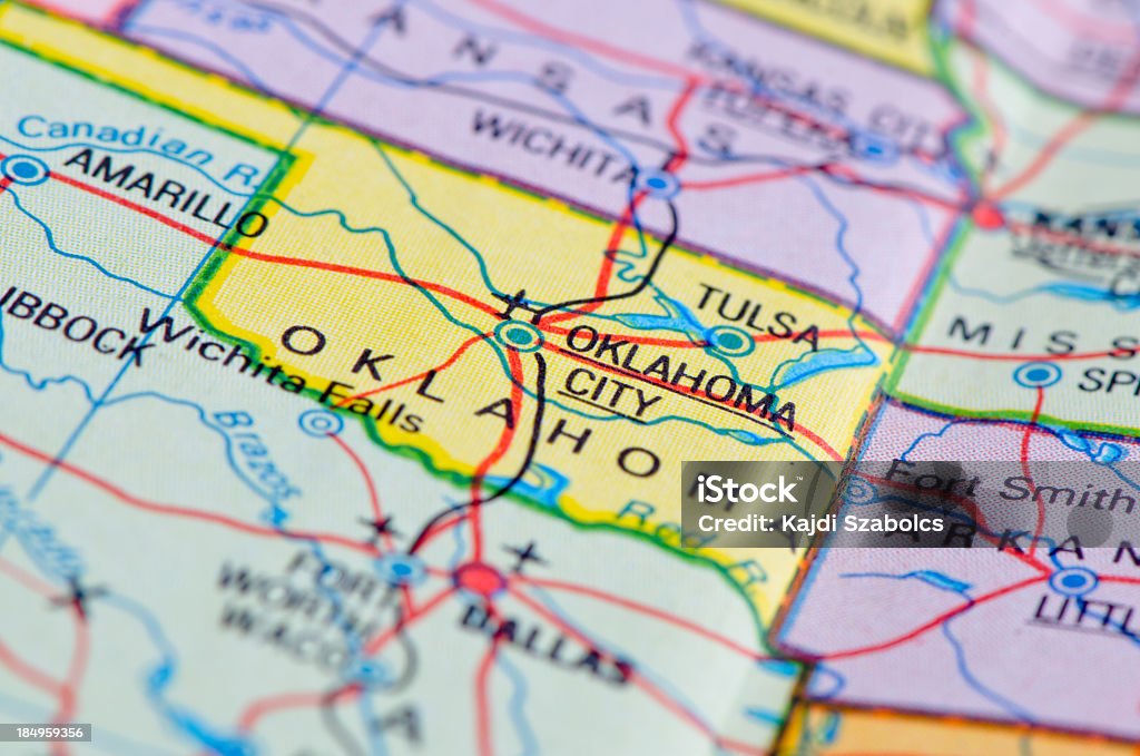 Oklahoma map Oklahoma map 1982. Oklahoma Stock Photo