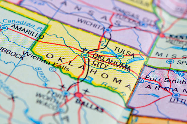 Oklahoma map Oklahoma map 1982. oklahoma stock pictures, royalty-free photos & images