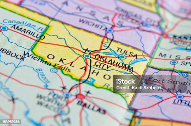Oklahoma Map Stock Photo - Download Image Now - Oklahoma, Map, Highway