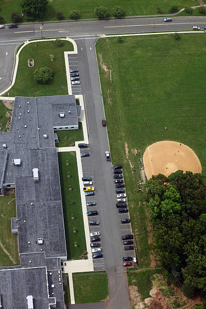 istock Suburban School Aerial 184960203