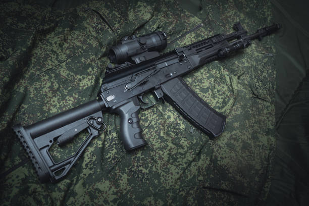 istock Modern assault rifle ak12 close-up, horizontal photo. 1849603681