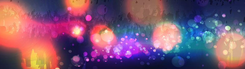 Neon dance party crowd background