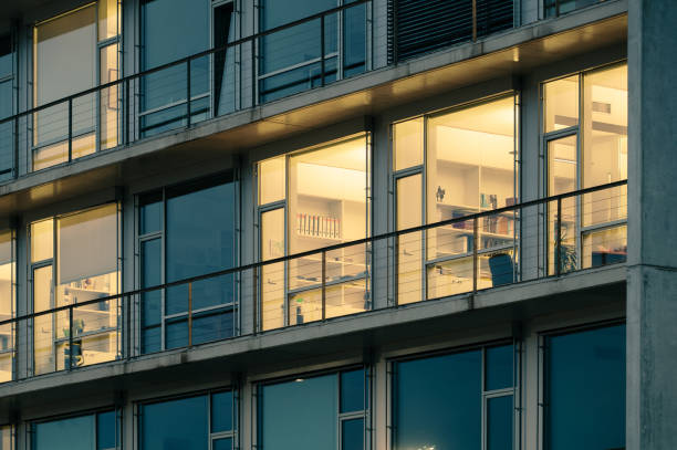 istock Office building exterior at night 1849609980