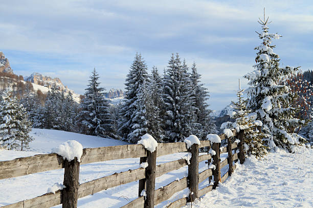 アルプスの風景以上のフェンス - alta badia ストックフォトと画像