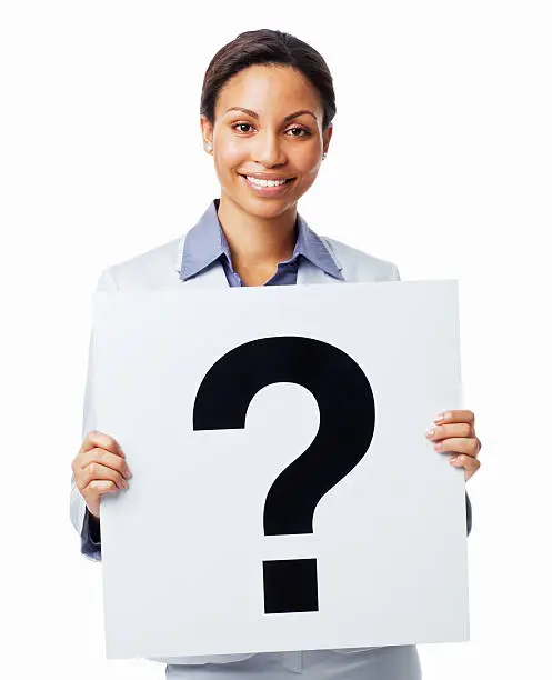 Photo of Businesswoman Holding a Sign With Questionmark- Isolated